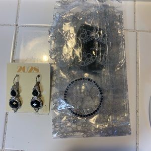 NWT - Paparazzi black/silver necklace & black/silver dangle earrings by 2028